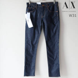 新品 ARMANI EXCHANGE ストレッチ スリム ジーンズ デニム パンツ 美脚 細身 未使用 アルマーニ インディゴ メンズ W31 Mサイズ 程度