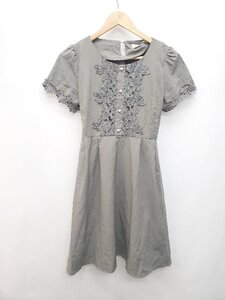 ◇ tocco closet トッコ クローゼット 装飾パール 花柄 半袖 ミニ ワンピース サイズM グレー レディース P