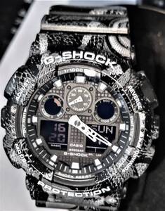 新品同様　激レア　アナデジ　G-SHOCK　ジーショック　MARCELO BURLONタイアップモデル　 GA-100MRB-1AJR 　ブラック　⑦