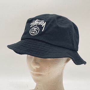 KO1271□STUSSY ステューシー バケットハット バケハ 帽子 ブラック S-Mサイズ 57.5㎝前後