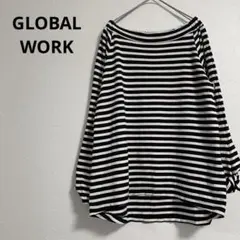 グローバルワーク GLOBAL WORK カットソー ボーダー 長袖 L