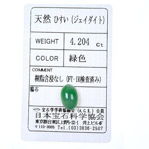 Z_403 ルース 翡翠 4.204ct 日本宝石科学協会ソーティング付き