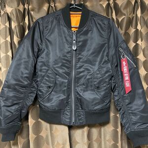 美品 希少サイズ ALPHA INDUSTRIES MA-1 フライトジャケット リバーシブル レディース S ブラック アルファ