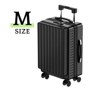 スーツケース キャリーバッグ Mサイズ ダブルキャスター TSAロック ブラック