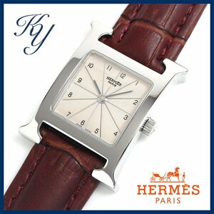 1円～ 価格高騰 3ヶ月保証付き 美品 本物 定番 人気 HERMES エルメス Hウォッチ HH1.210 革ベルト レディース 時計