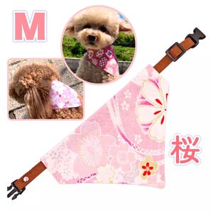 犬 首輪 おしゃれ アクセサリー バンダナ スカーフ 花 花柄 桜 さくら M