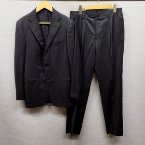 L591 SOVEREIGN ソブリン UNITED ARROWS スーツ セットアップ 上下 ジャケット 3B パンツ ストライプ 薄手 ウール ビジネス ネイビー 46