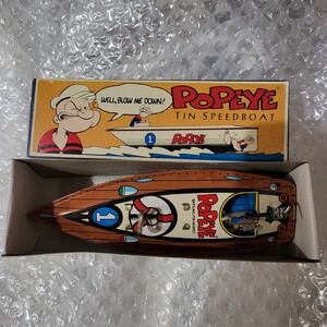 POPEYE TIN SPEEDBOAT ポパイ ブリキ ボート ゼンマイ メディコムトイ ビリケン商会 増田屋 マスダヤ 昭和レトロ 手塚治虫