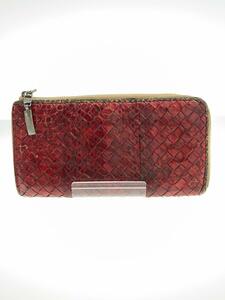 BOTTEGA VENETA◆パイソン イントレチャート 長財布/RED/B026440417V