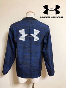 【未使用】 UNDER ARMOUR STORM1 アンダーアーマー ストーム ビッグロゴ ウインド ピステ ウェア トップス サイズMD 長袖 青黒 防風