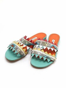 MANOLO BLAHNIK マノロブラニク Arpege Sharkbite Flat Slide Sandal フラットサンダル ミックス 36 1/2 IT8R54O5ZJ15