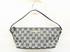 M280-N29-4242 GUCCI グッチ GGキャンバス ミニハンドバッグ ポーチ ブラック系 H11cm×W21cm×D9cm 現状品3