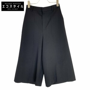 美品/国内正規 CELINE セリーヌ 2P233092D ウール プレス ワイド クロップドパンツ/ ボトムス 36 ブラック レディース