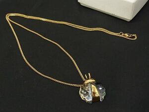 ■美品■ SWAROVSKI スワロフスキー 昆虫 てんとう虫 クリスタル ネックレス ペンダント アクセサリー レディース ゴールド系 DG3860