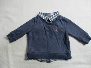 BA557【baby Gap】ギャップ　フェークレイヤード　長袖　カットソー　男児　淡黒　70