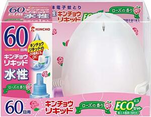 水性キンチョウリキッド コード式 蚊取り器 60日 セット ローズの香り (器具1コ 60日液1本)