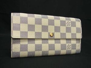 1円 ■美品■ LOUIS VUITTON ルイヴィトン N61735 ダミエアズール ポルトフォイユサラ 二つ折り 長財布 ウォレット アイボリー系 FD5505