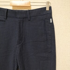 ★R.NEWBOLD アールニューボールド ウールコットンパンツ スラックス チノパン NAVY チェック柄 高級生地 MOON社製仕様 ポールスミス 古着