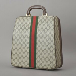 1円 激レア グッチ GUCCI オリベッティコラボ ハンドバッグ GGプラス シェリーライン ブラウン タイプライターケース トランク 鞄 Ma.k