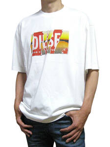 新品 直輸入 DIESEL ピールオフ プリント ルーズフィット 半袖Ｔシャツ T-WASH-POFF-L1 ホワイト Lサイズ A11257 0JYYF