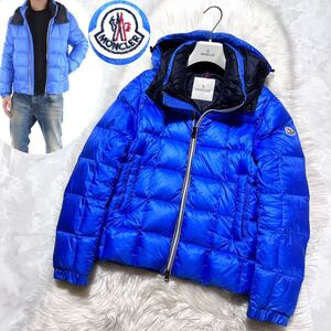 本物 美品 モンクレール LEFRANC フード付き ダウンジャケット ブルー 1 MONCLER