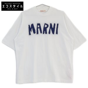 MARNI マルニ 22年製 ホワイト コットン ロゴ モックネックTシャツ ホワイト 46 トップス コットン メンズ 中古