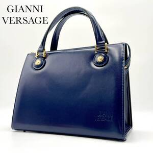 ☆極美品☆ GIANNI VERSAGE ジャンニヴェルサーチ サンバースト ハンドバッグ ネイビー レディース