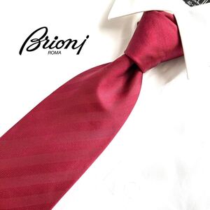 Brioni ブリオーニ ネクタイ シルク 絹 レジメンタルタイ レギュラータイ イタリア製 ストライプ柄 ビジネス カジュアル フォーマル 赤