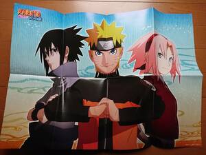 [NARUTOナルト疾風伝アニメーション原画集]KANA-BOON裏面特大ポスターナルト/サスケ/サクラ 岸本斉史2015年NARUTO展にて 未使用品/非販売品