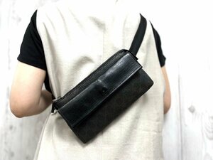 極美品 GUCCI グッチ GGスプリーム ボディバッグ ウエストポーチ バッグ レザー×キャンバス 黒 メンズ 73447