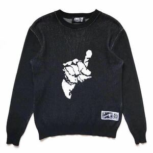 KIKS TYO キックス ティーワイオー Malcolm X マルコム・エックス 両面デザイン ニット 長袖 黒×白 black×white size L 希少 完売品