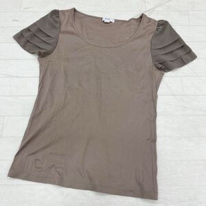 1467◎ ROPE ロペ トップス カットソー tシャツ 半袖 クルーネック 無地 カジュアル ダークベージュ レディースEX-2