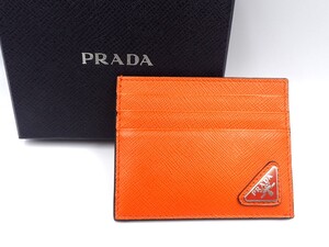 101672【中古】PRADA　カードケース　オレンジ 