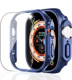 AppleWatchUltra 49MM用ケース保護カバー青 強化ガラスフィルム