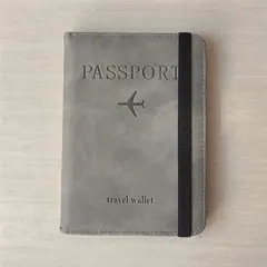 【大特価】パスポートカバー　多機能収納　スキミング防止　パスポートケース　グレー