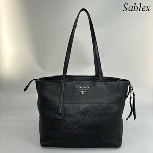 1円【超極美品】PRADA プラダ VITELLO PHENIX ショルダーバッグ トートバッグ レザー ブラック 1BG157 ハンドバッグ レザー シルバー金具