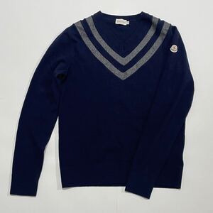 超美品 MONCLER MAGLIONE TRICOT SCOLLO A V モンクレール Mサイズ ウール ニット セーター Vネック モンクレールジャパン