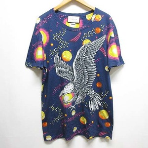 グッチ GUCCI スペースイーグル Tシャツ 半袖 M 紺 ネイビー ダメージ加工 半袖 457936-X3G57 正規品 メンズ