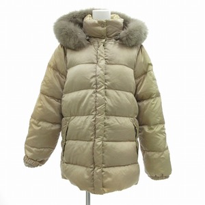 モンクレール MONCLER 茶タグ ヴァレンティーヌ ダウンジャケット フード リアルファー 00 XS ベージュ /JS ■EC レディース