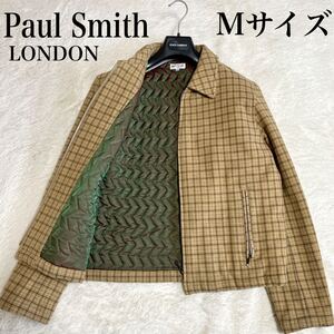 美品 Paul Smith ブロックチェック キルティング ウール ジャケット ポールスミス ブルゾン