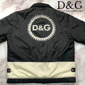 ビッグシルエット●D&G Dolce＆Gabbana ドルチェ＆ガッバーナ バックプリント ジップアップ ジャケット ブルゾン アウター ビンテージ 