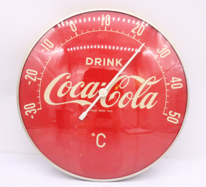 【ト滝】Coca-Cola コカ コーラ 壁掛け 温度計 当時物 昭和レトロ 丸型 直径約30㎝ ヴィンテージ インテリア DE021DEM64