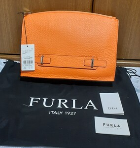 FURLA 高級レザーオレンジ セカンドバッグ 税込44000円