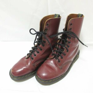 良品 Dr. Martens ドクターマーチン レザー 10ホール ショート丈 レースアップブーツ UK4 約22.5cm チェリーレッド 064 ◆