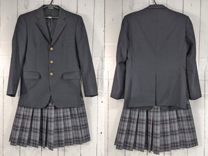 【as1257】京都府 下京中学校 女子用 学生服 制服 ブレザー(黒 サイズ160A)+夏服スカート◆i56