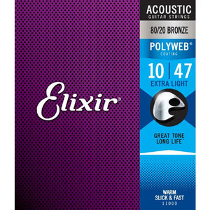 【アコースティックギター弦】Elixir アコースティック ギター弦 11000 80/20BRONZE POLYWEB Extra Light 10-47 エクストラライト 正規品