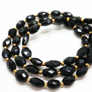《K18 天然トルマリンネックレス》U 10.6g 約39.5cm tourmaline ショール black necklace jewelry ジュエリー EA0/EA5