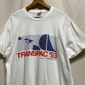 オールド KENWOOD TRANSPAC ’93 プリントTシャツ 90s ヴィンテージ 古着 ケンウッド 半袖Tシャツ TRANS PACIFIC YACHT RACE ホワイト