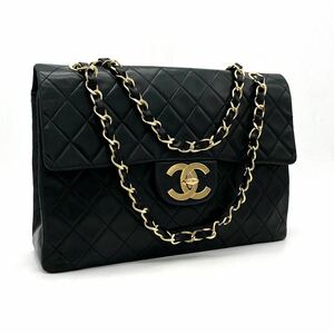 1円 美品 CHANEL シャネル デカ マトラッセ ココマーク ターンロック ラムスキン チェーン ショルダー バッグ dD0524M