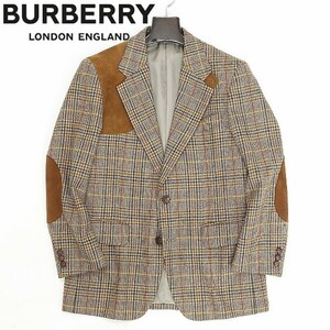 ヴィンテージ◆BURBERRYS バーバリー ブリティッシュウール×スエード チェック柄 2釦 ジャケット 88-76-160